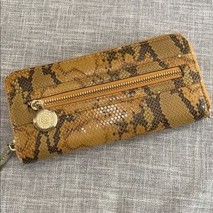 Anne Klein Mustard Snake Skin Zipper Wallet